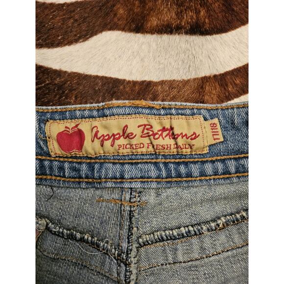 Vintage Y2K Apple Bottoms Picked Fresh Daily Wide Leg Low Rise Jean Shorts Sz 14 - Picture 5 of 8